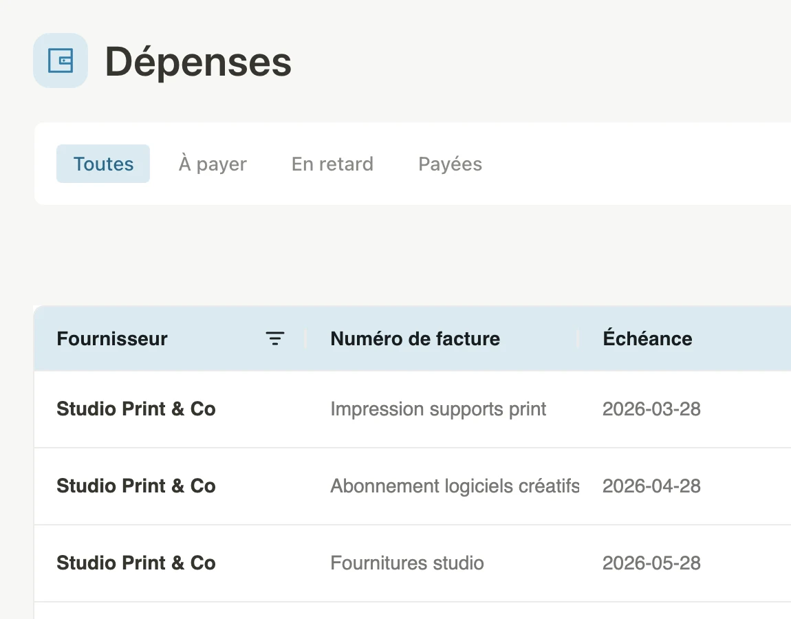 Dépenses Shefy